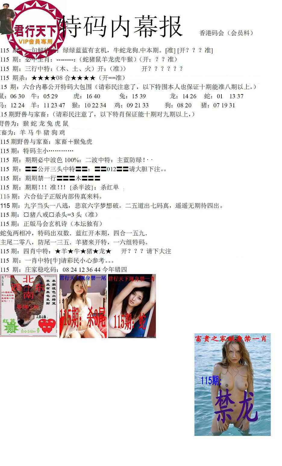 六合彩115期特码内幕报
