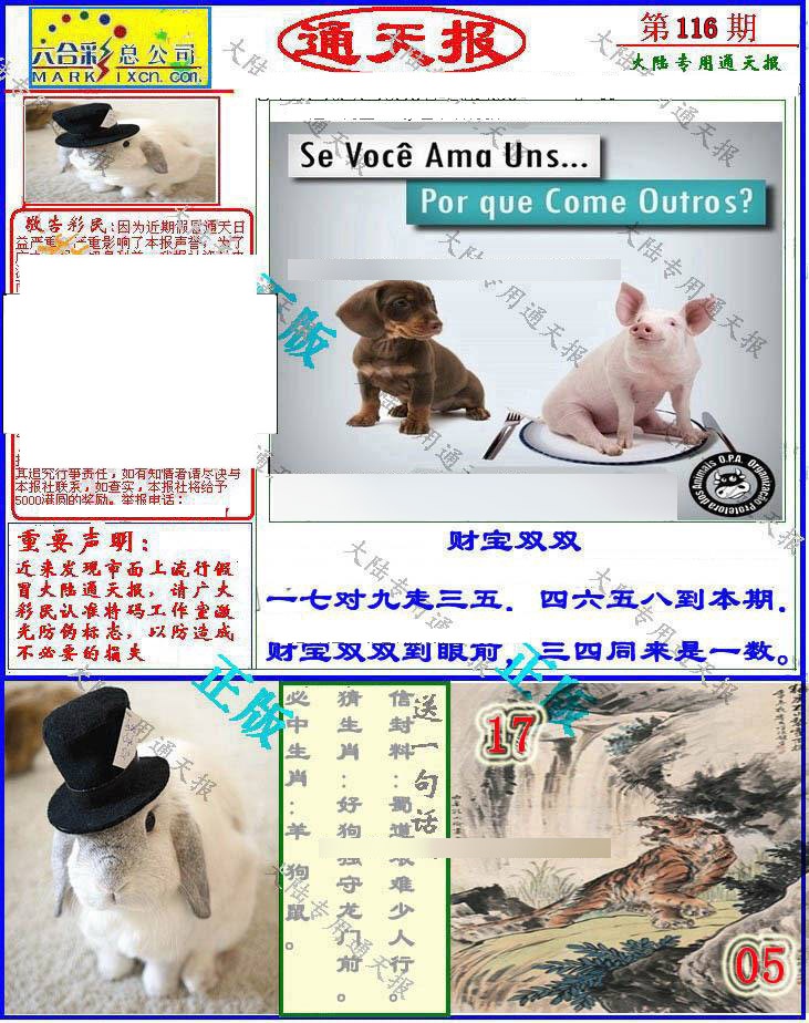六合彩116期大陆通天报