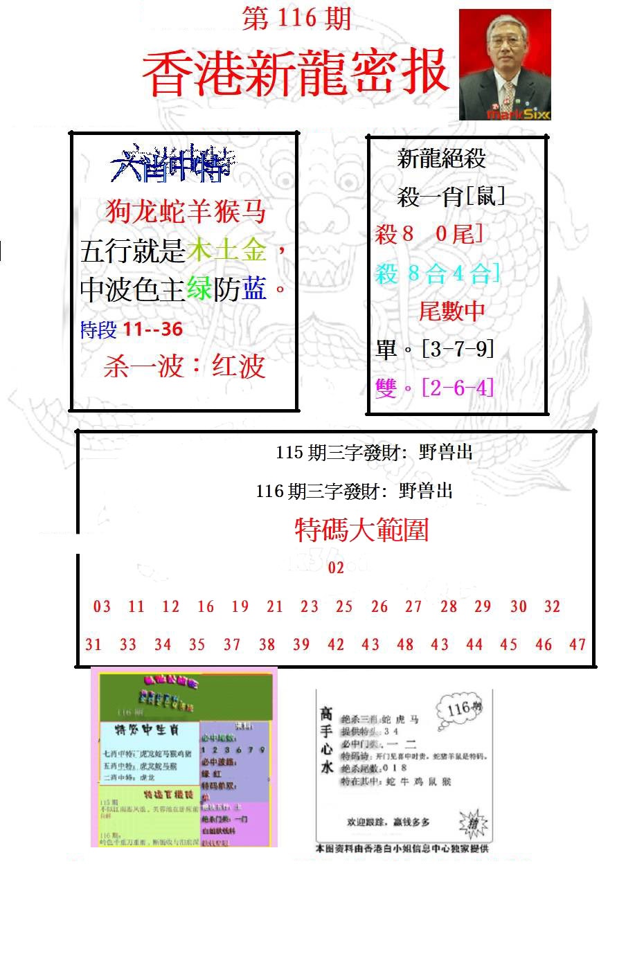六合彩116期新龙密报