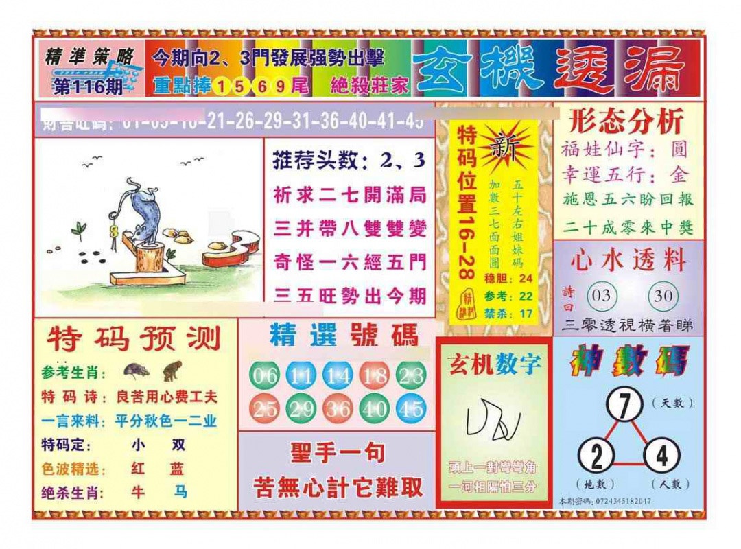 六合彩116期玄机透漏（新图）