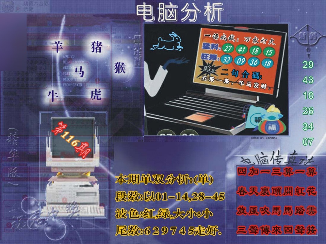 六合彩116期正版电脑分析贴士