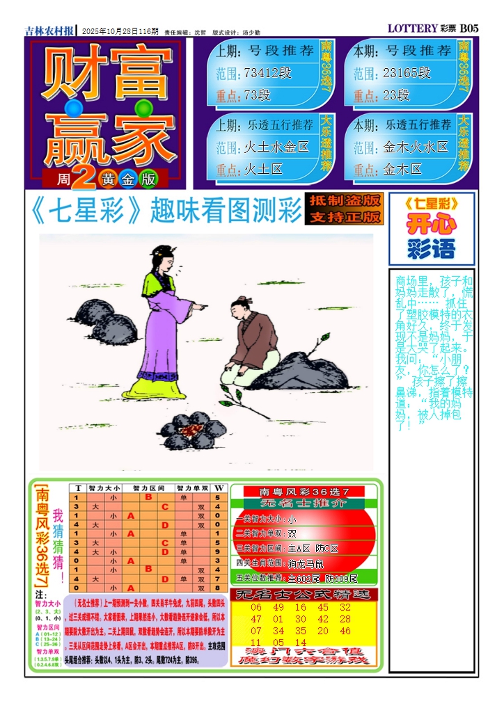 六合彩116期七星彩图(高清)A