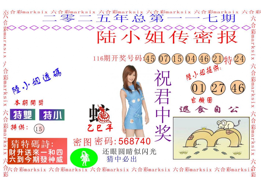 六合彩117期陆小姐传密A