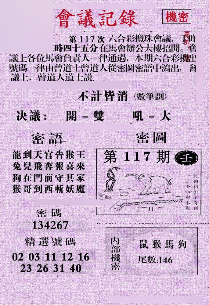六合彩117期会议记录
