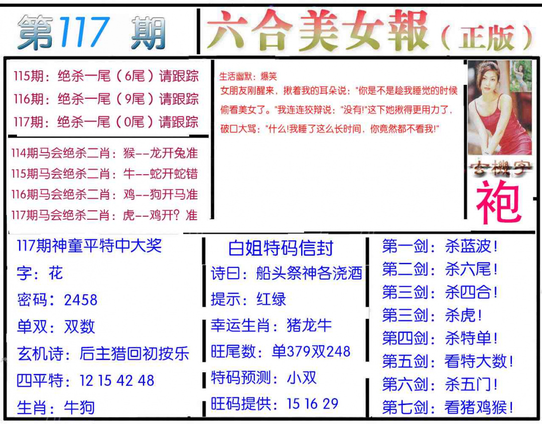 六合彩117期美女报