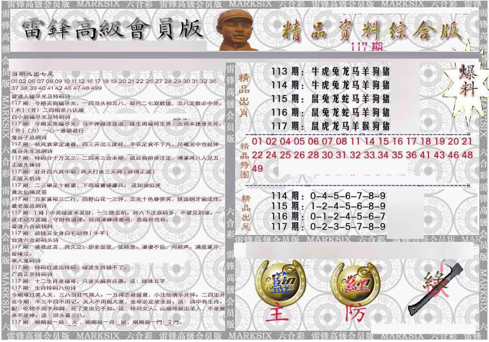 六合彩117期雷锋资料综合版