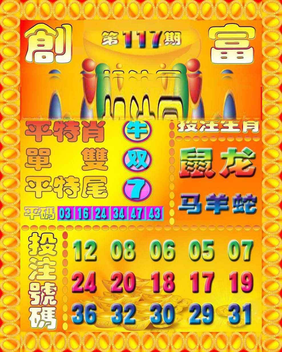六合彩117期创富投注图