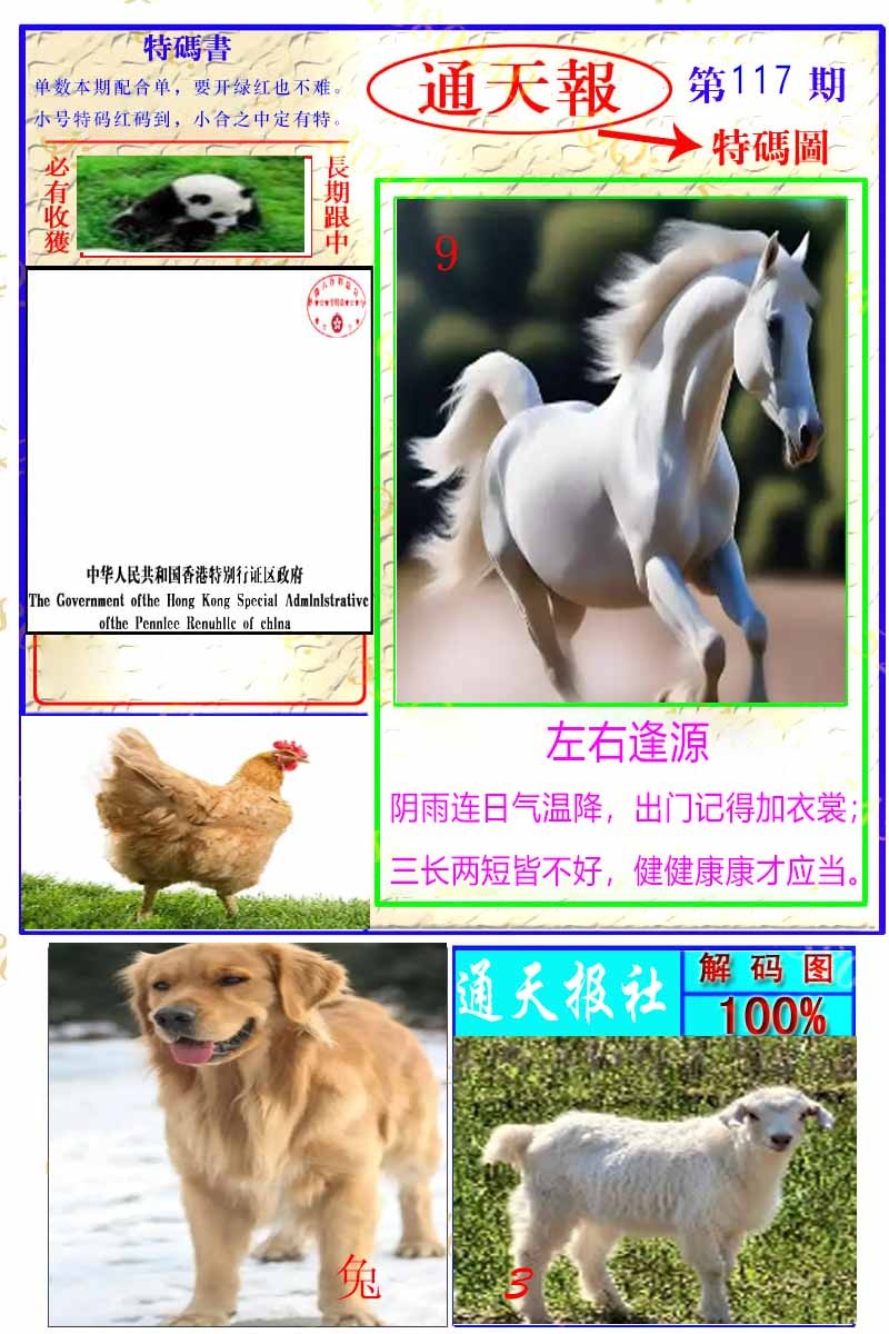 六合彩117期通天特解图