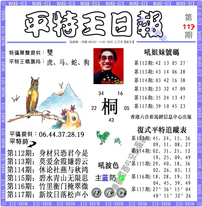 六合彩117期平特王日报（荐）