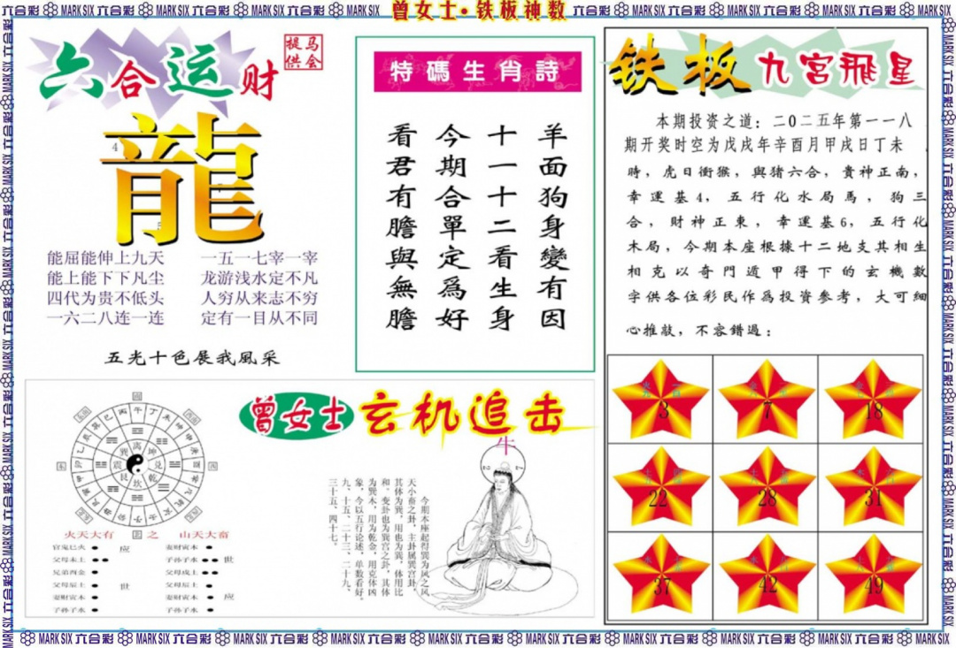 六合彩118期曾女士铁板神数B