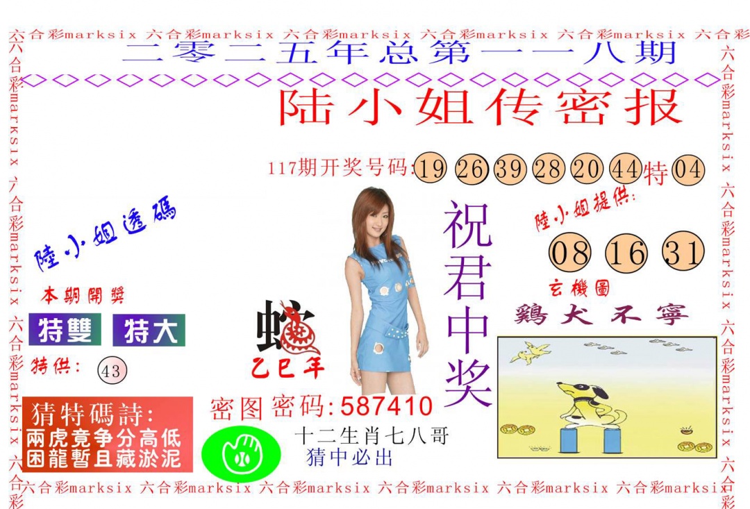 六合彩118期陆小姐传密A