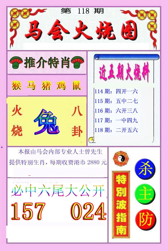 六合彩118期火烧图