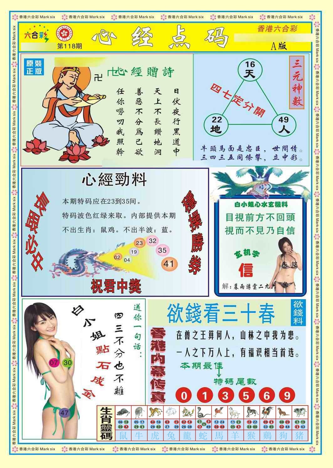 六合彩118期心经点码a（新图）