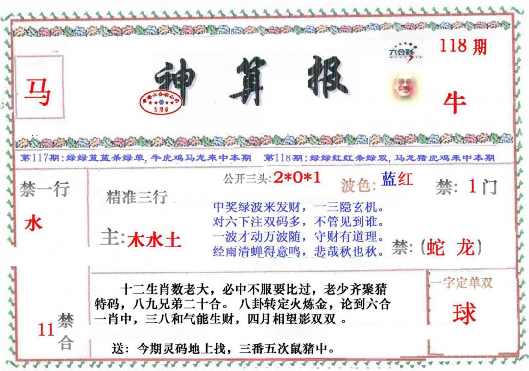 六合彩118期神算报