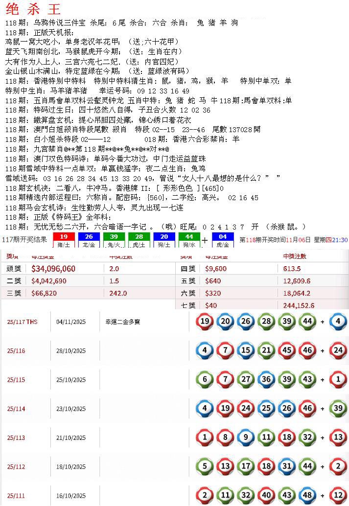六合彩118期蓝天报B