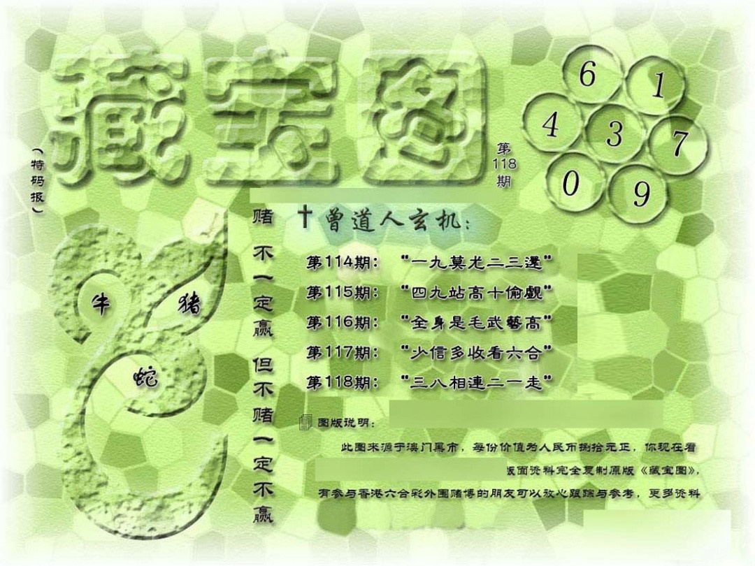 六合彩118期假新藏宝图