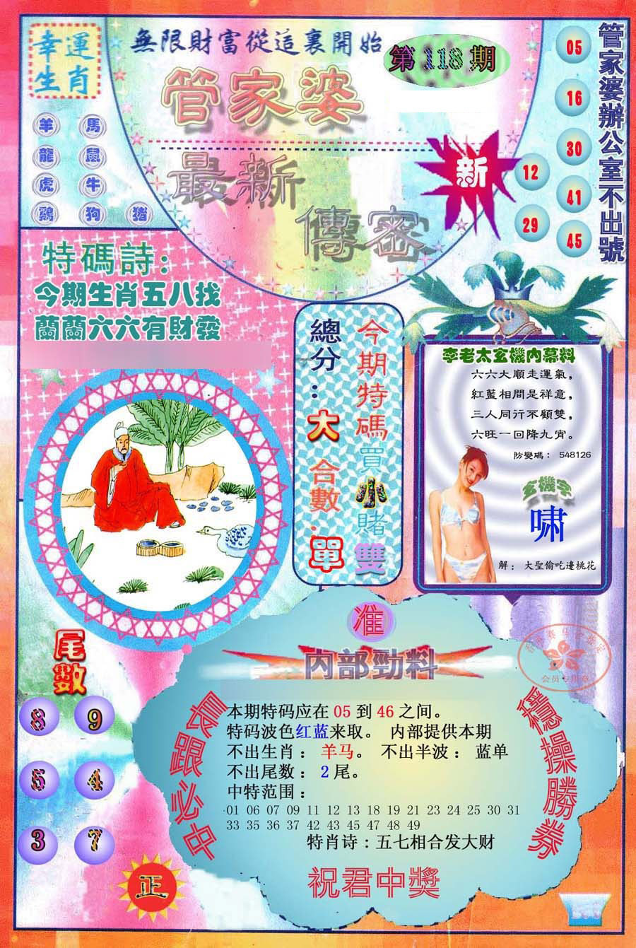 六合彩118期管家婆新传密