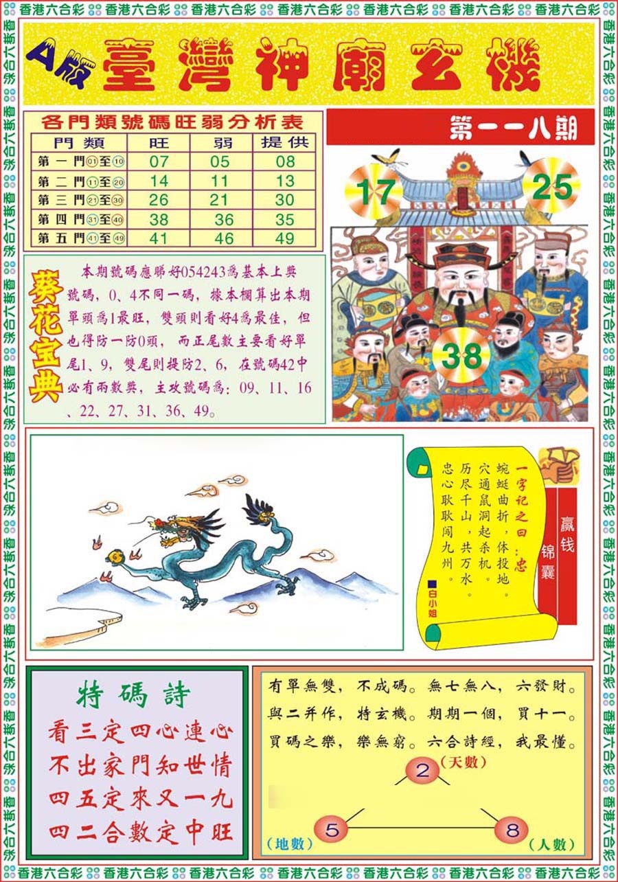 六合彩118期台湾神庙A