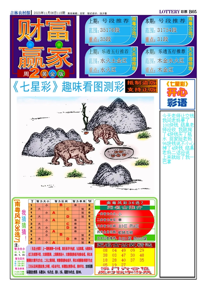 六合彩118期七星彩图(高清)A