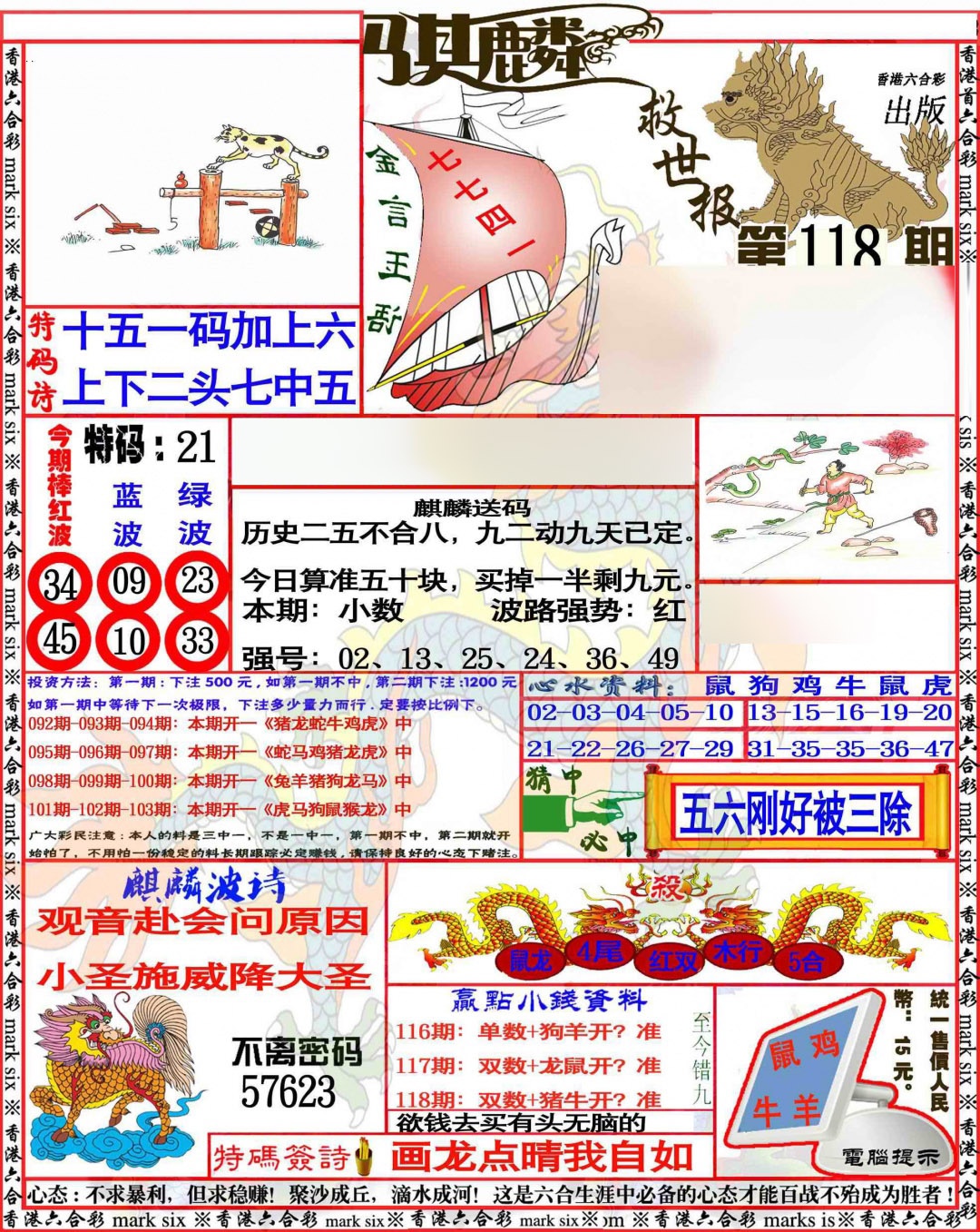 六合彩118期麒麟救世报