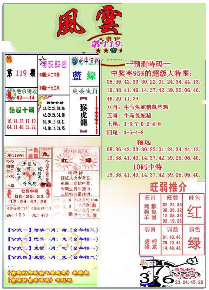 六合彩119期风云榜