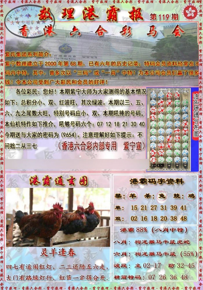 六合彩119期港霸报