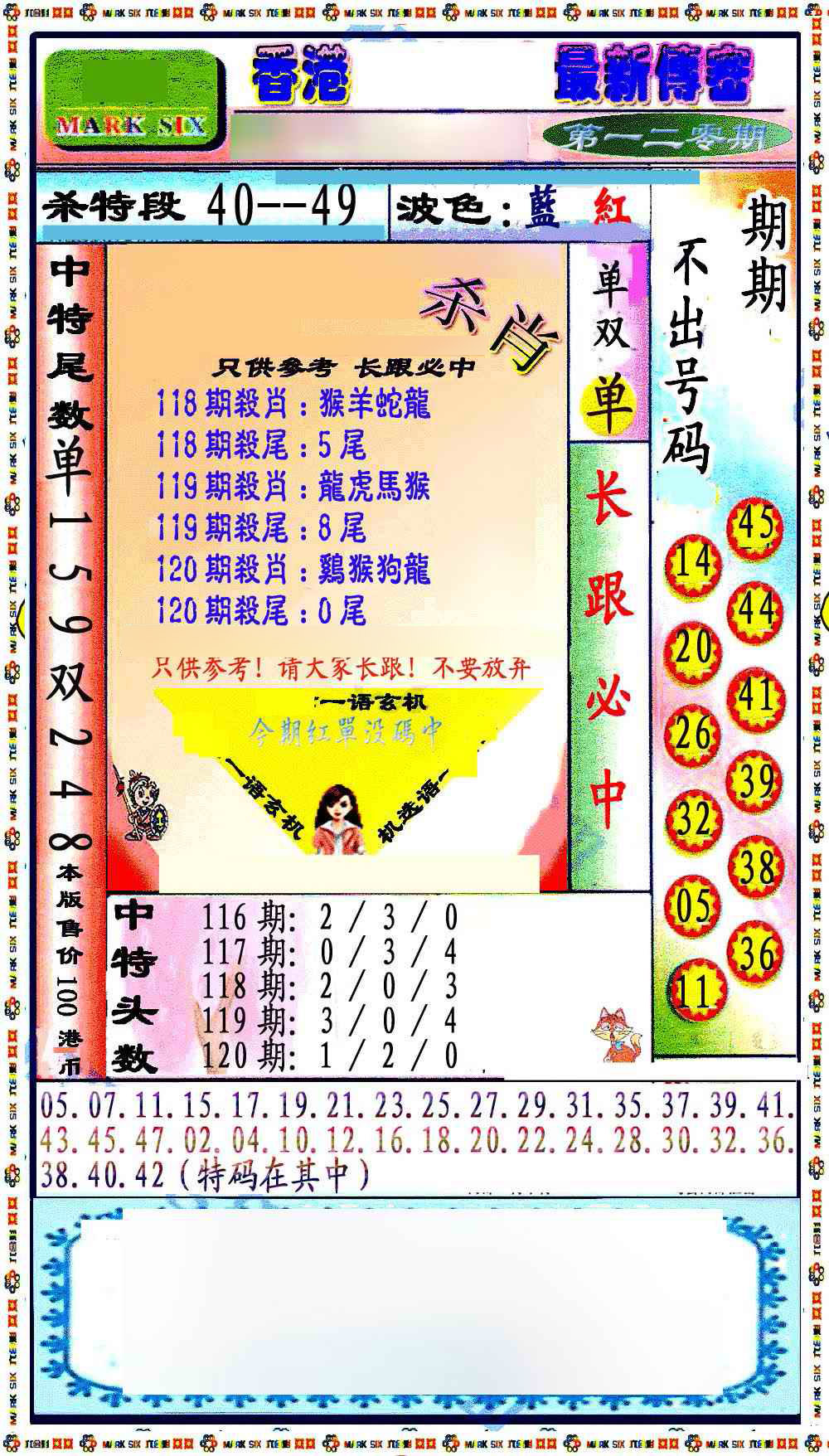 六合彩120期最新传密绝杀6肖