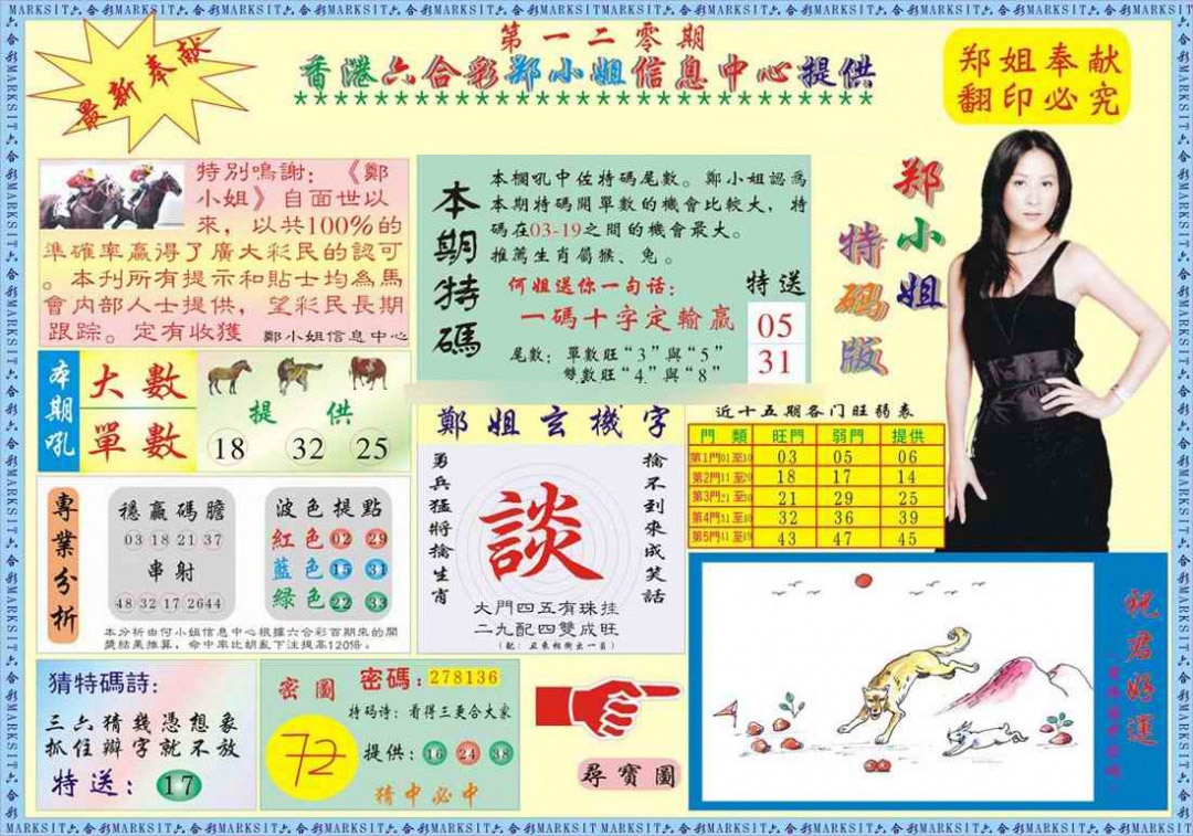 六合彩120期郑小姐特码报A