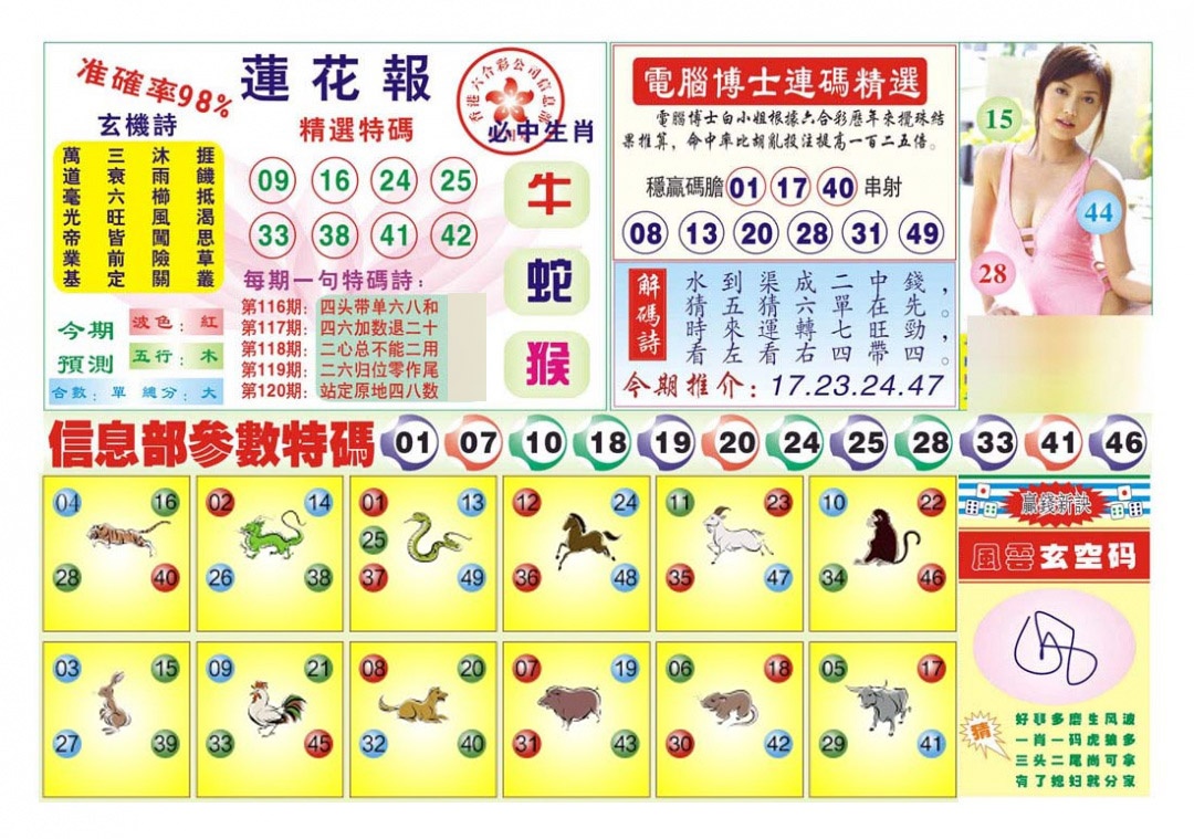 六合彩120期莲花报