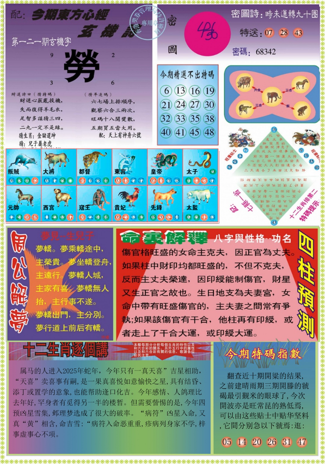 六合彩121期东方心经B