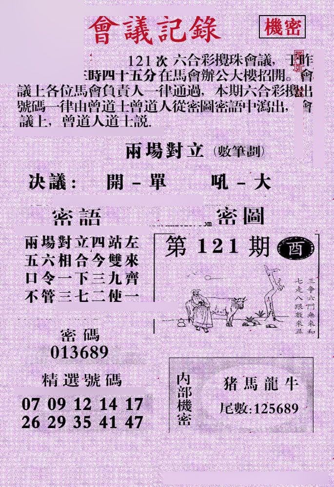 六合彩121期会议记录