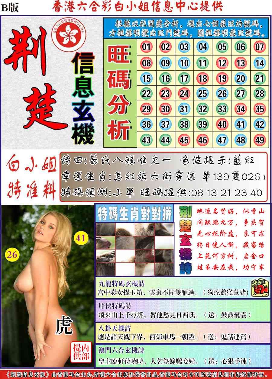 六合彩121期荆楚信息玄机B