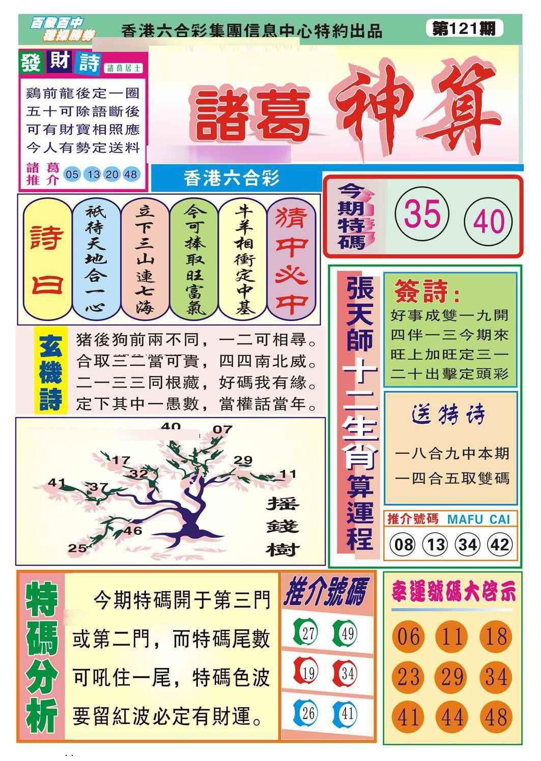 六合彩121期诸葛神算