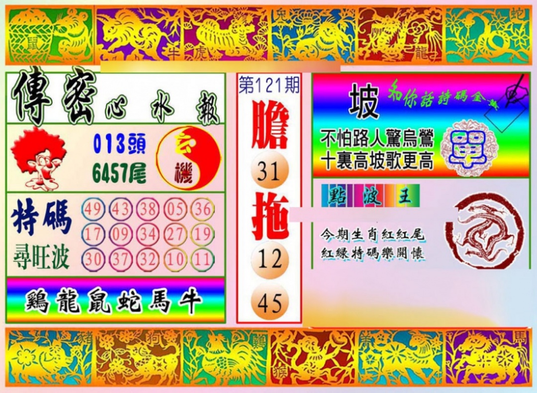 六合彩121期传密心水报