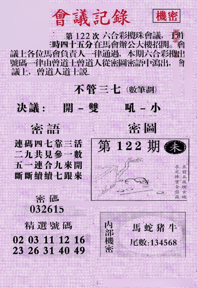 六合彩122期会议记录
