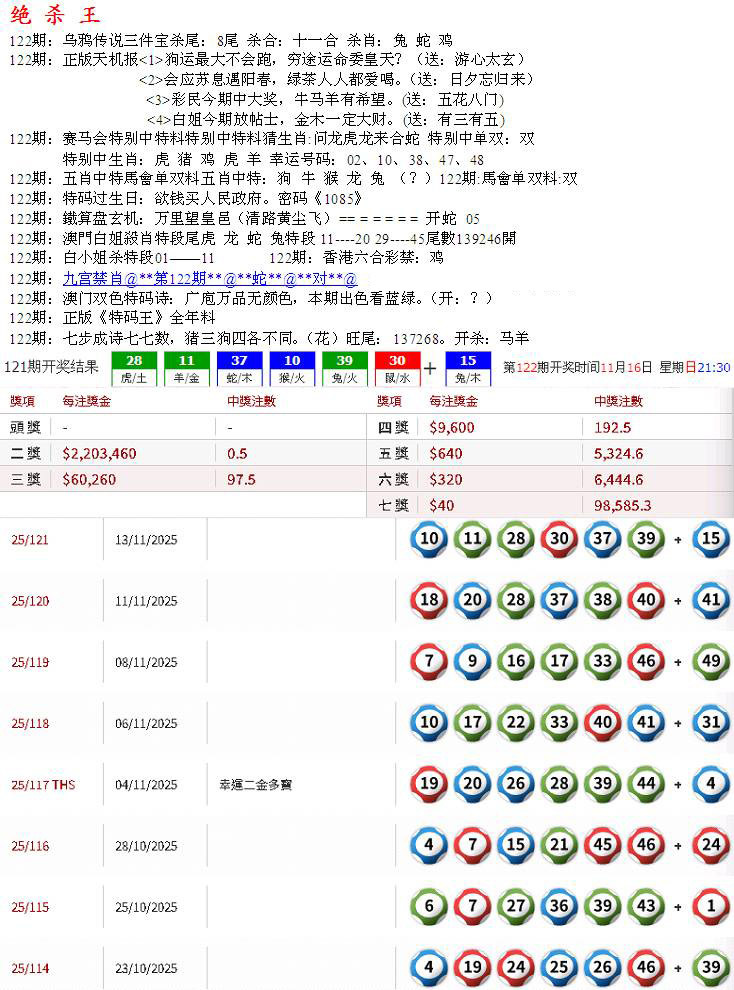 六合彩122期蓝天报B