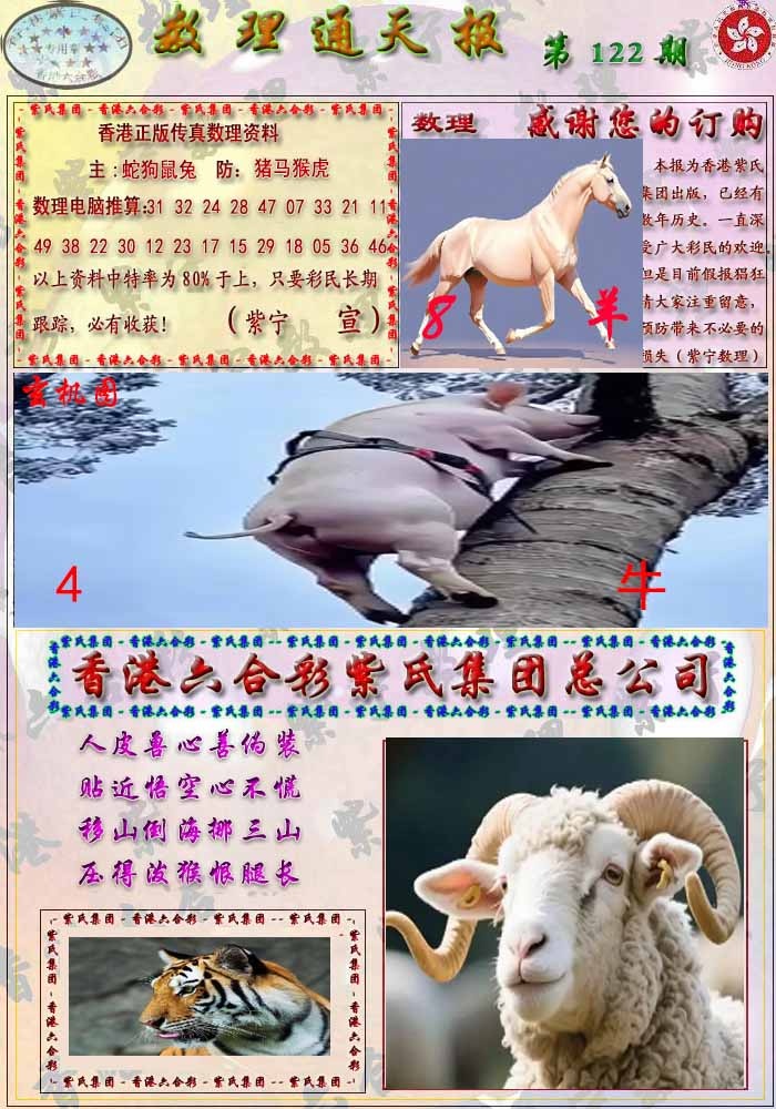 六合彩122期数通报
