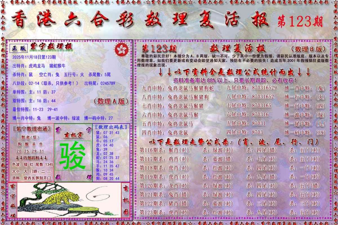 六合彩123期数理复活报
