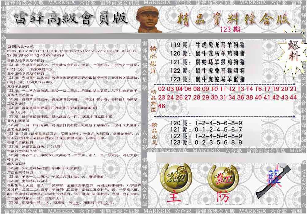 六合彩123期雷锋资料综合版