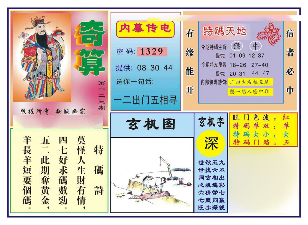 六合彩123期奇算(新图)