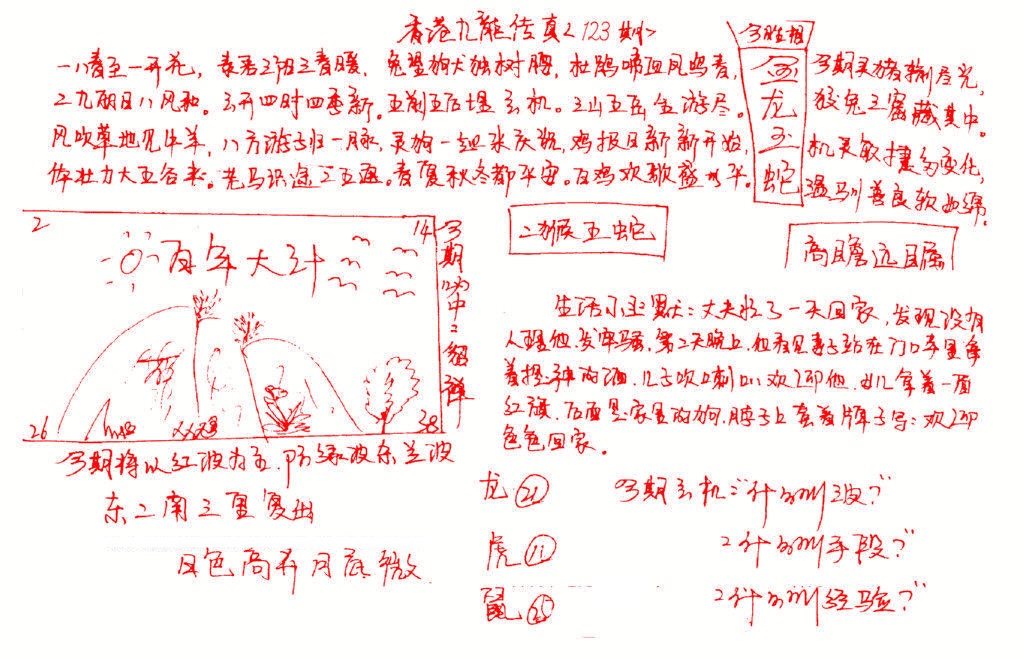 六合彩123期九龙传真(手写)