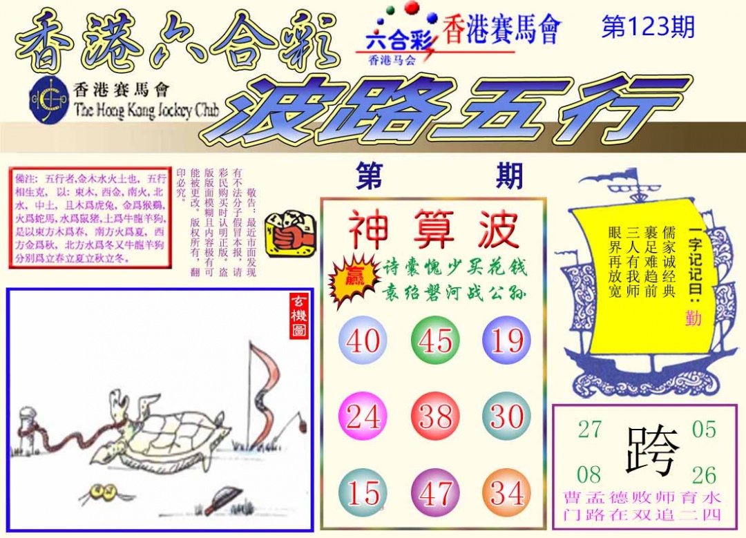 六合彩123期波路五行