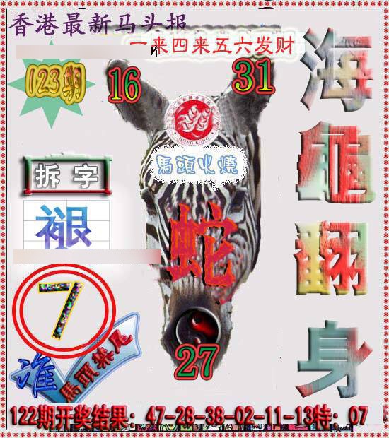 六合彩123期香港马头报