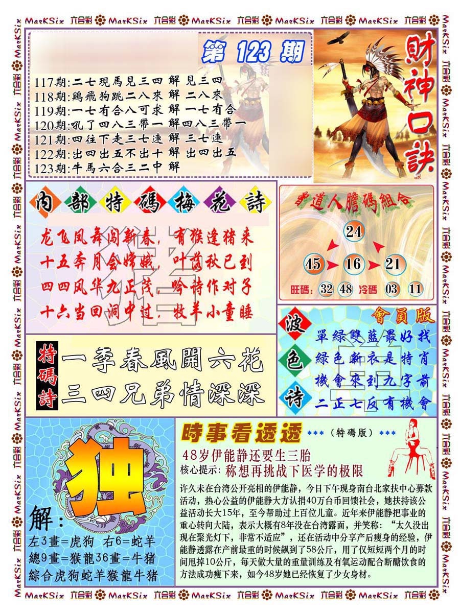 六合彩123期财神码报