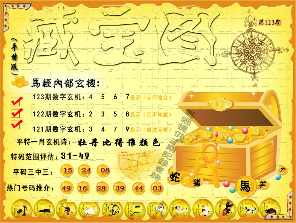 六合彩123期平特藏宝图（荐）