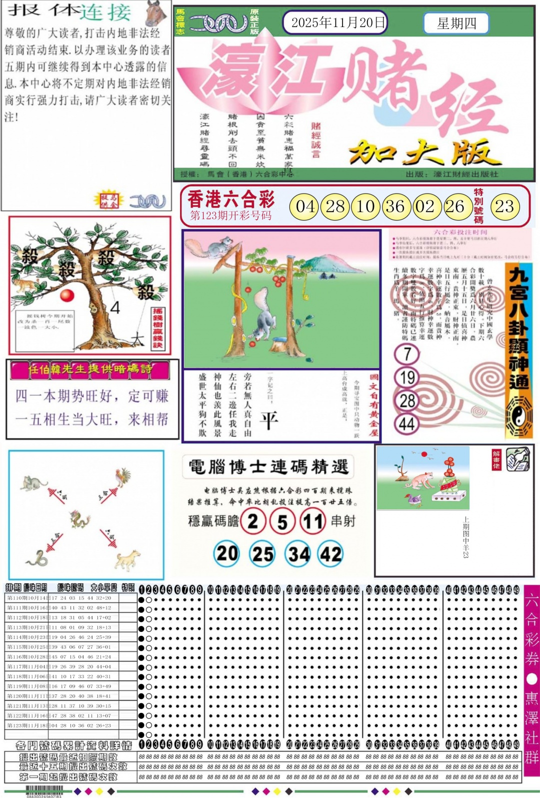 六合彩124期濠江赌经A加大版