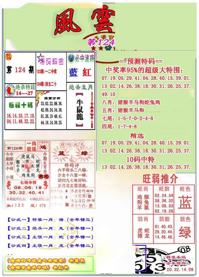六合彩124期风云榜