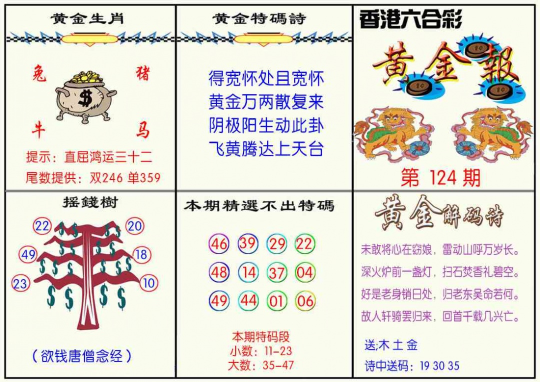 六合彩124期黄金报