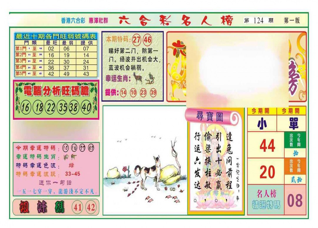六合彩124期名人榜A(新图)