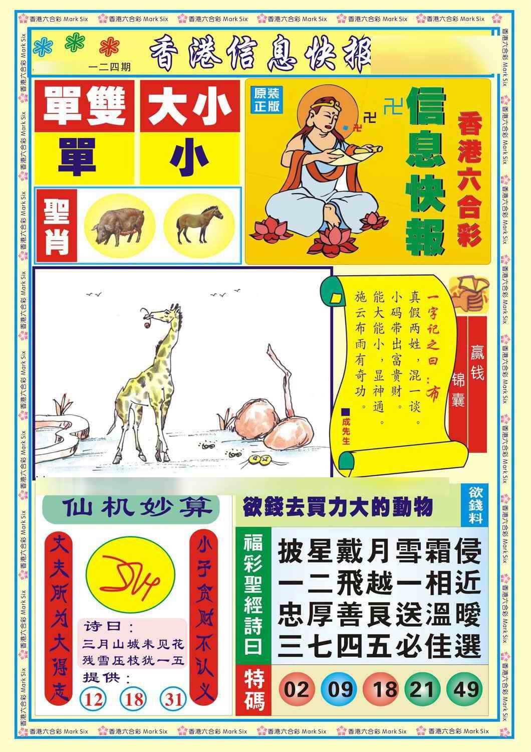 六合彩124期香港信息快报A(新)